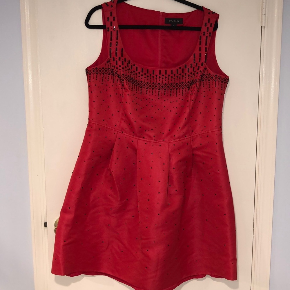 Red St. John Black beaded dress
